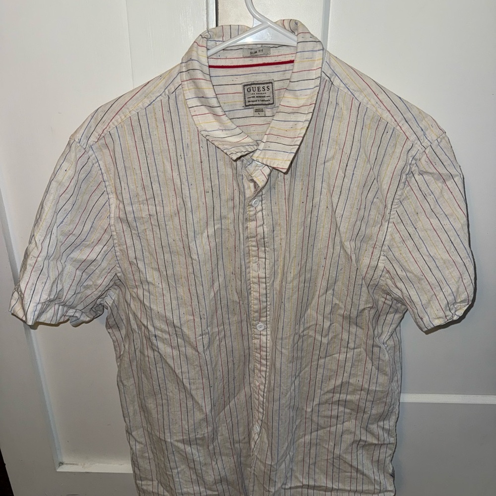 Guess Men's Multicolor Striped Button Down Shirt